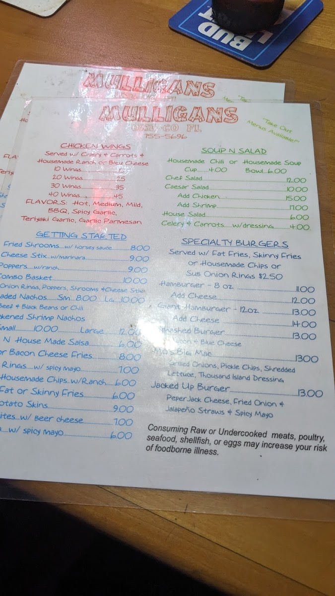 Mulligans Menu - Image 5