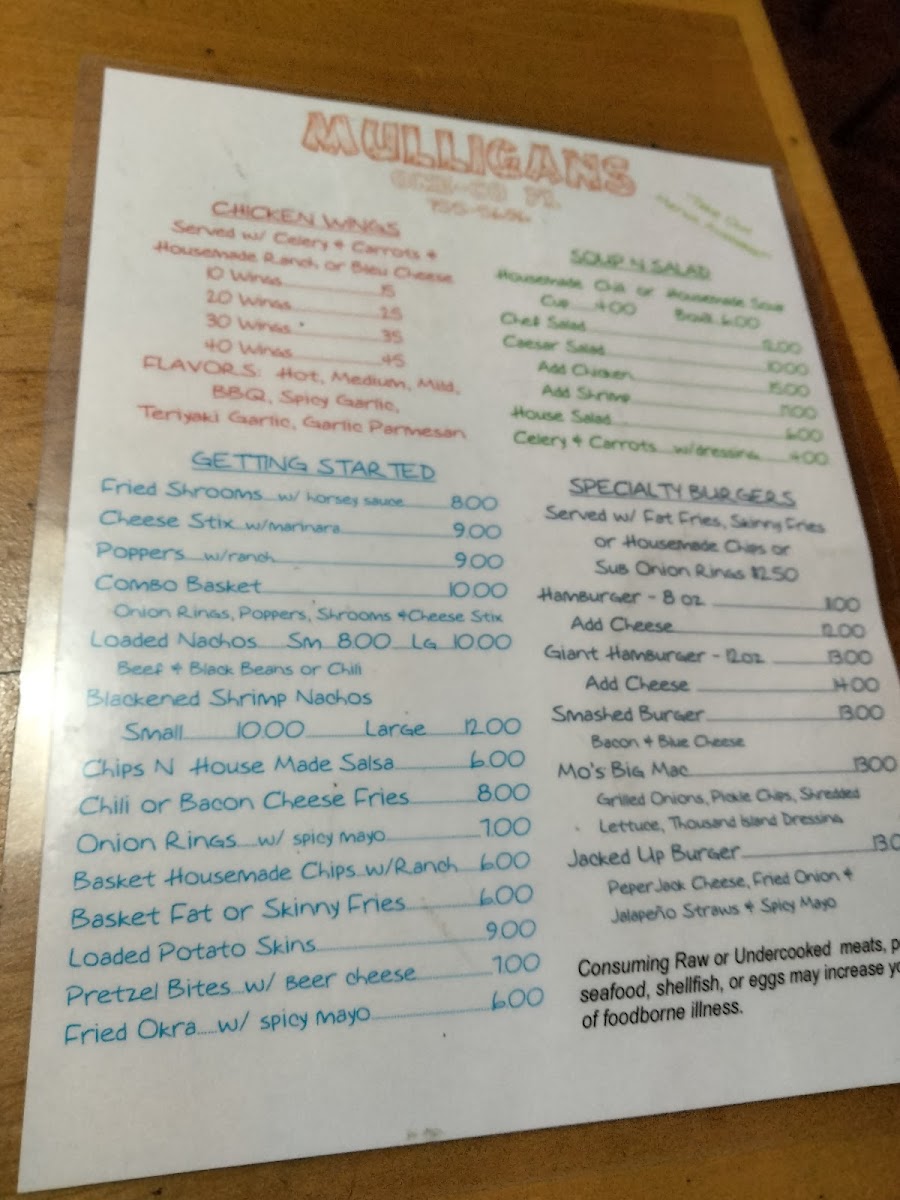 Mulligans Menu - Image 6